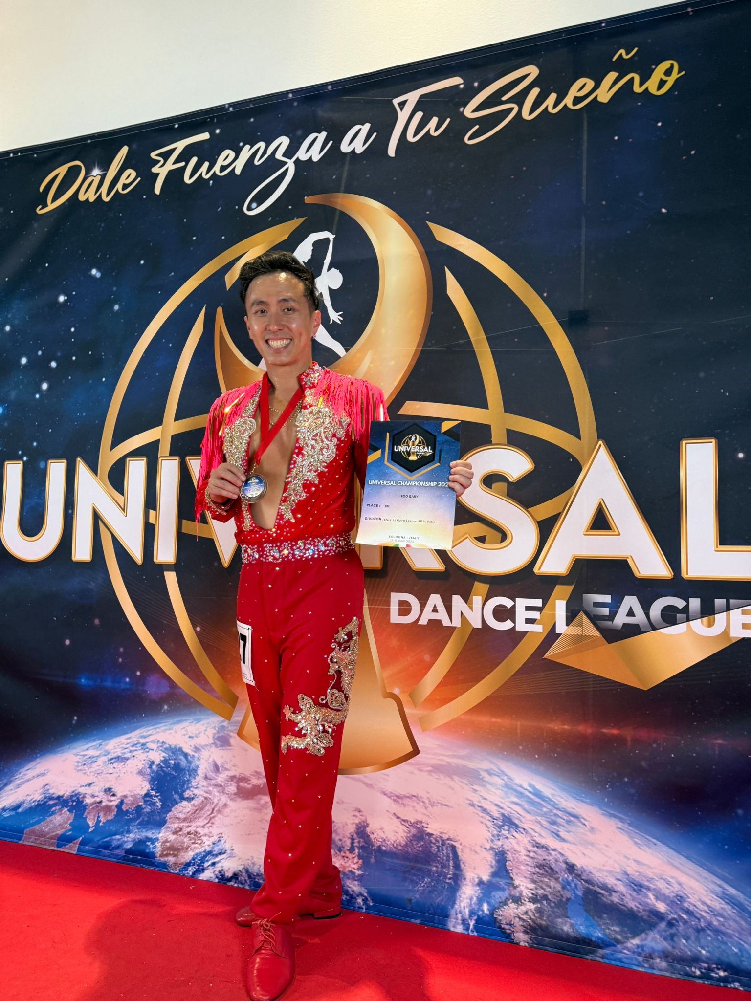 Gary winning 6th position in World Salsa Championship
